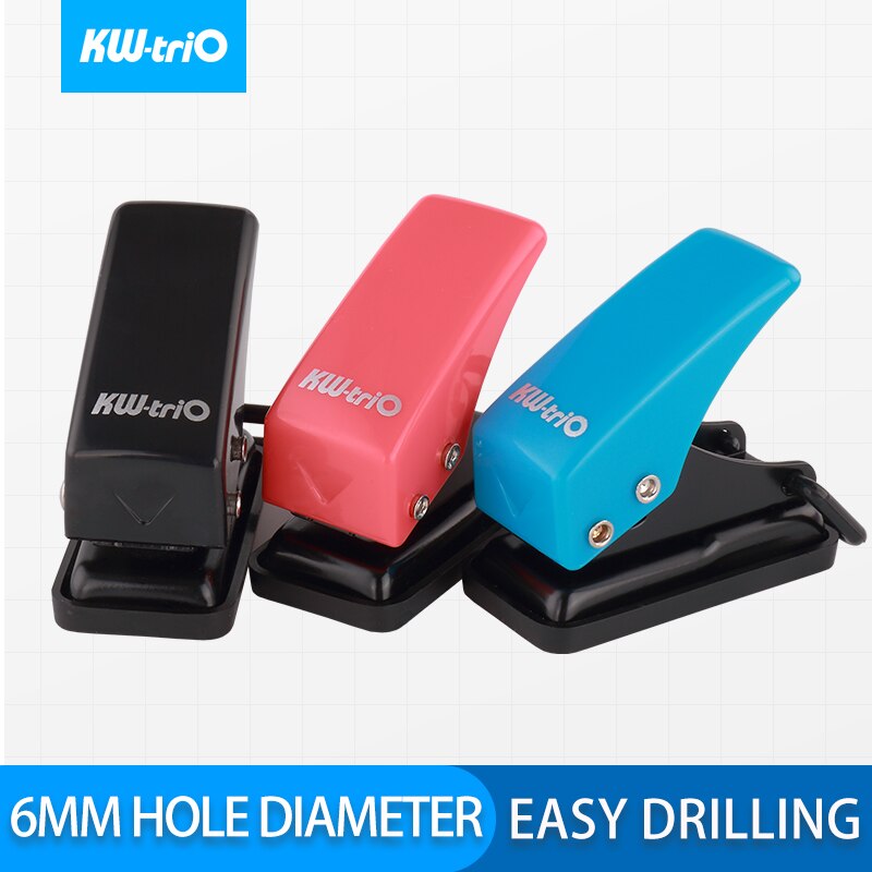 KW-triO Mini Single Hole Punch Plastic Notebook Hole Puncher Portable Planner Circular Punch Scrapbook Perforating Cutter Pliers