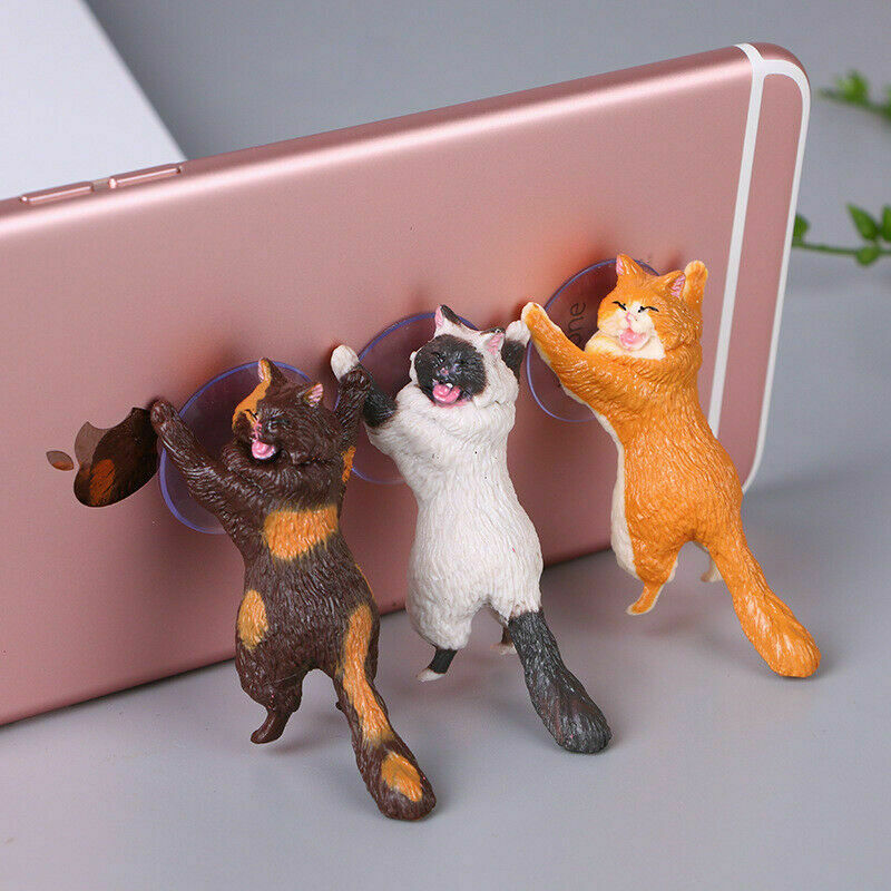 Portable Cute Cat Cell Phone Holder Tablets Desk Car Stand Mount Sucker Bracket