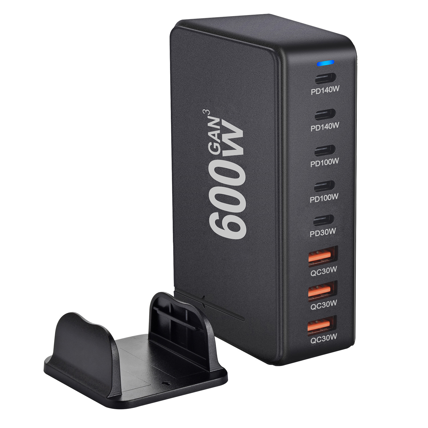 600W GaN Fast Charge 3.0 USB-C Charger 8-Port 5C3A PD Portable for Tablets