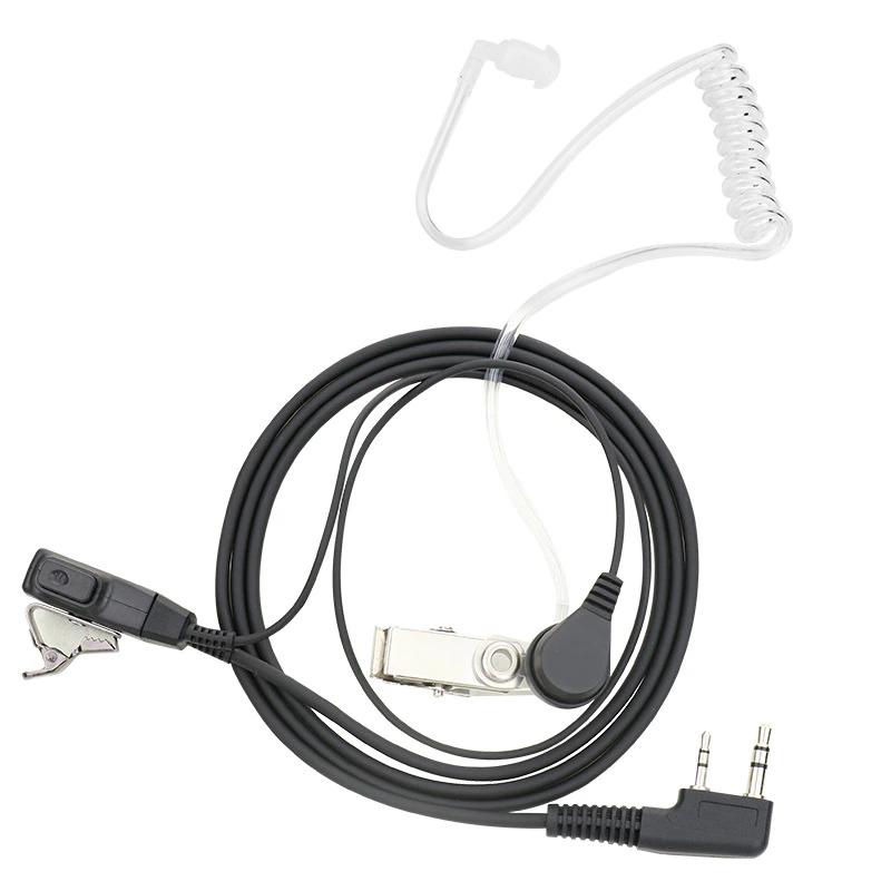 Baofeng-auriculares con micrófono PTT de 2 pines, tubo de aire acústico, micrófono, auricular para Radio Walkie Talkie antiradiación EMF