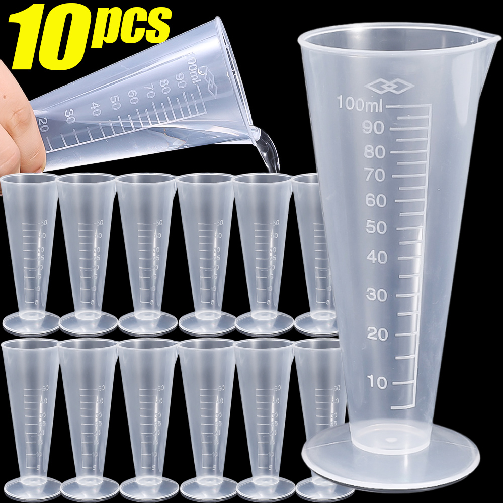 100/50ML Triangular Measuring Cup with Scale Transparent Plastic Graduated Cylinder Pour Spout Liquid Container Kitchen Bar Tool