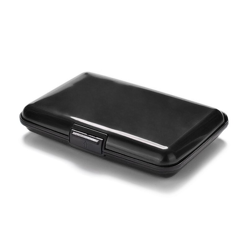 Funda rígida de aluminio de Metal con bloqueo de tarjeta de crédito, tarjetero con protección anti-rfid para escanear, tarjetero Feminina Masculina: black