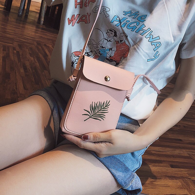 Cute Mini Crossbody Bags for Women Embroidery Leather Girls Shoulder Bag Women Bag Portable Phone Bag: wholesale price