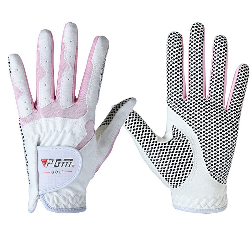 1 paar Frauen Verknüpfungen und Rechts Hand Golf Handschuhe Nicht-Unterhose Mikrofaser Tuch Sport Handschuhe Damen Weiche Atmungsaktive Handschuhe d0015: Weiß Rosa / 19