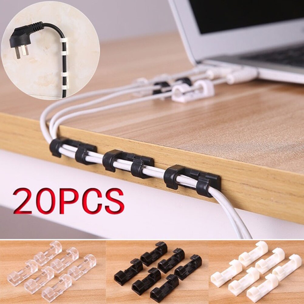 20 stk selvklebende wire spenne line feste kabel klips organisere festeholder