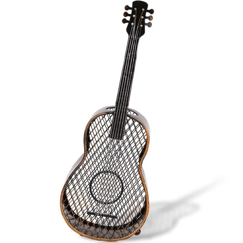 Métal Sculpture guitare vin liège conteneur guitare vin liège conteneur Vintage décoration de la maison: Default Title