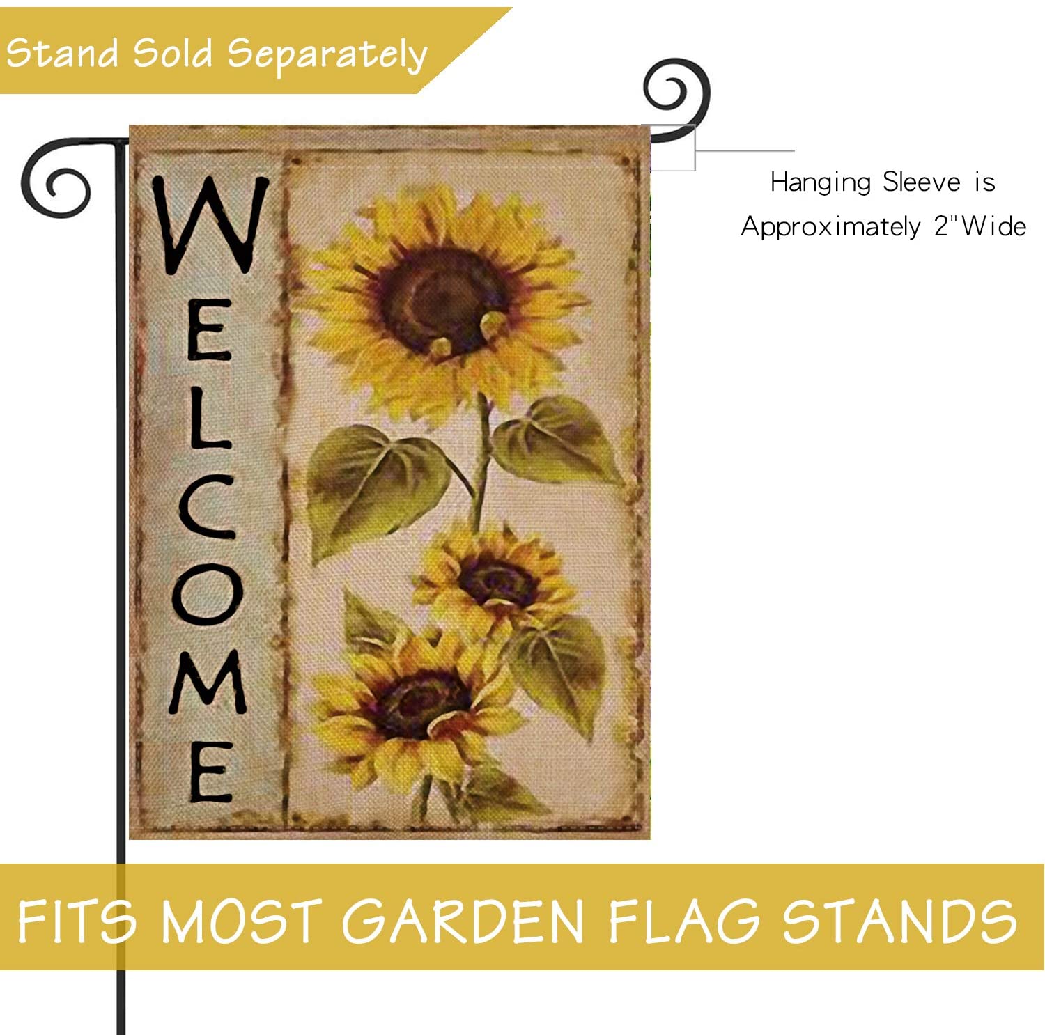 Selmad Welkom Zonnebloem Tuin Vlag Farm Sunshine Bloem Dubbelzijdig Herfst Seizoensgebonden Sweet Home Outdoor Vintage D & Eacute