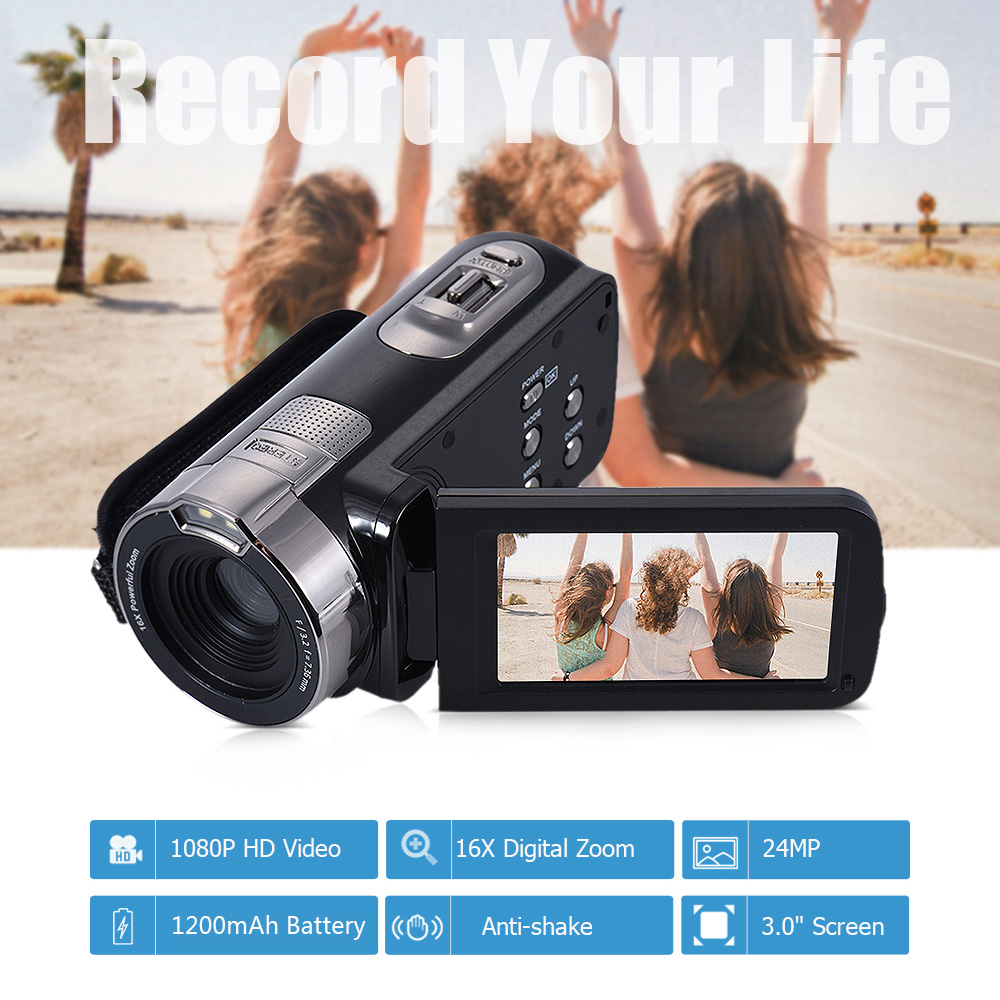 Andoer HDV-302P 3.0 "Lcd Digitale Camera Full Hd 1080P Video Camera 24MP 16X Digitale Zoom Anti-Shake dv Draagbare Mini Camcorders