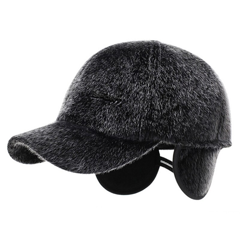 Gorros de piel sintética con orejera para hombre, gorro de bombardero de terciopelo grueso y cálido para Día de la nieve, invierno y otoño, L5