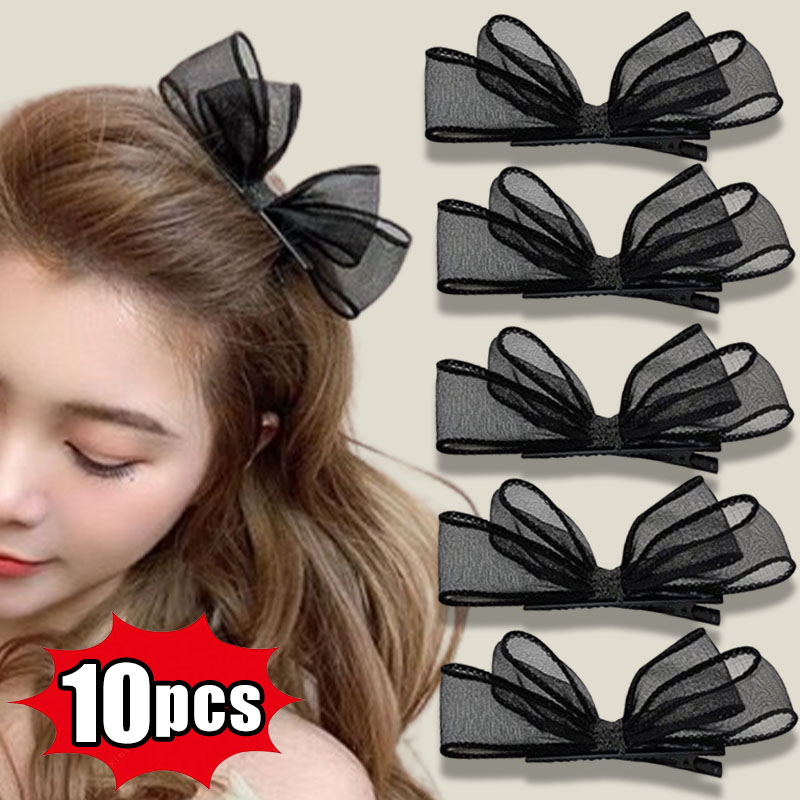 Women's Big Bows Lace Flower Hairpins Fabric Elastic Bowknot Hair Bands Girls Hair Accessories Korean Hair Clip