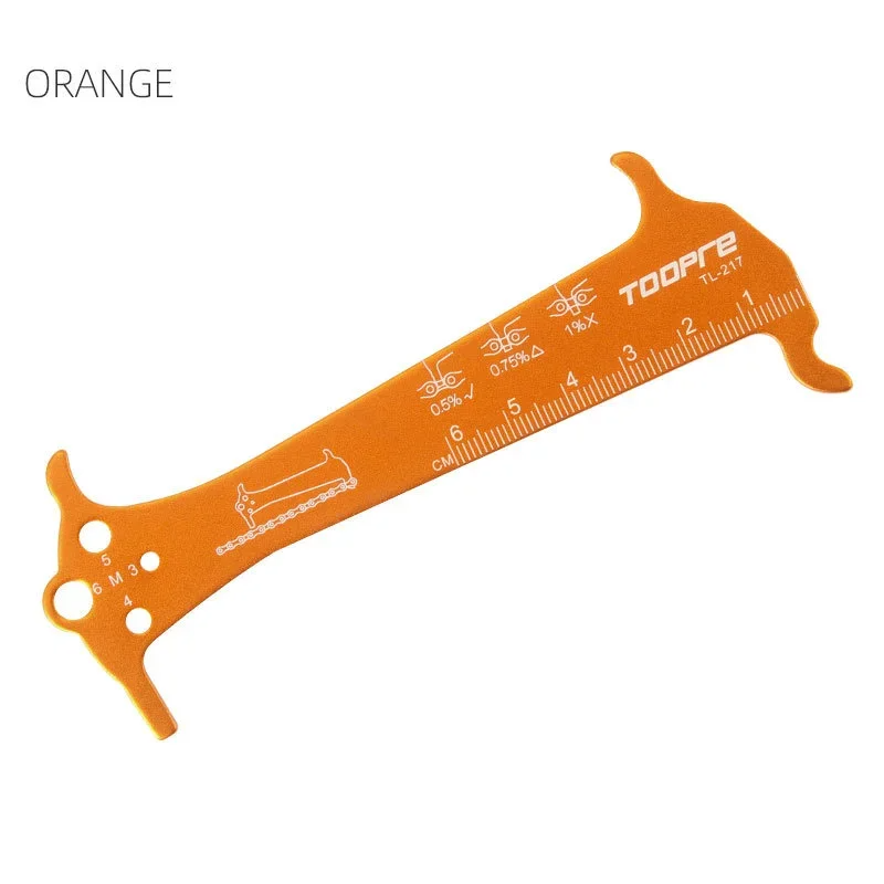 Herramienta de reparación de regla indicadora de desgaste de cadena de bicicleta, medidor de cadena de bicicleta de montaña y carretera de acero inoxidable, comprobador de medición de diámetro de tornillo: Negro
