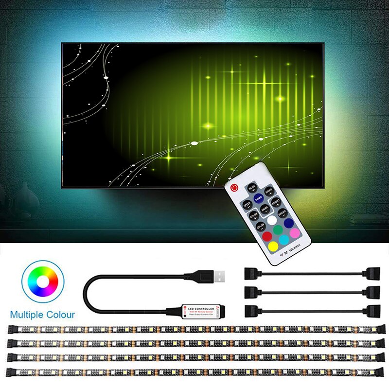0.5M/1M/2M Set Usb Led Strip 5050 Rgb Tv Achtergrond Verlichting Kit Met Ir rf Muziek Bluetooth Rgb Led Controller