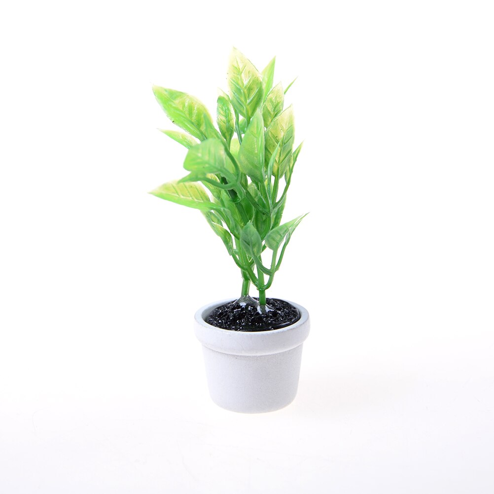 Diy Poppenhuis 1:12 Miniatuur Groene Planten In Witte Pot Decoratie Poppenhuis Meubels Decoratie Accessoires Miniaturen Case