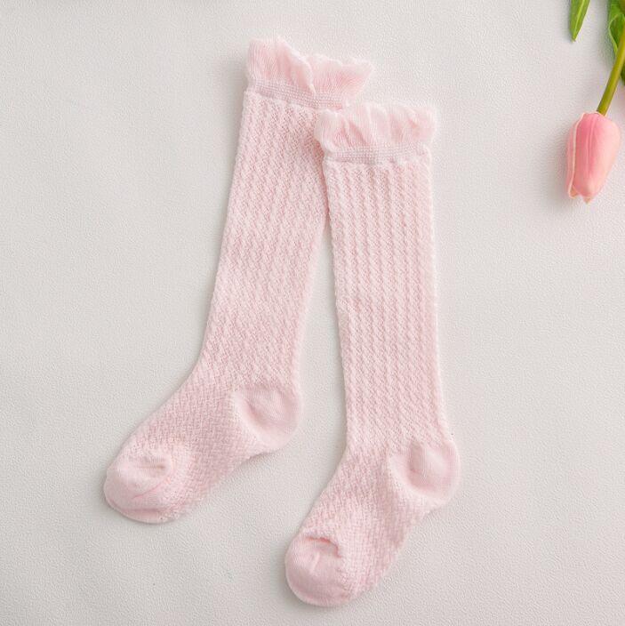 Kleur kinderen ademende sokken Katoen voor 0 Tot 4 Jaar Kids hoge knieën Sokken Gebruiken lente Herfst Zomer Been warmers jongen Meisje: 2 To 4 Year Pink