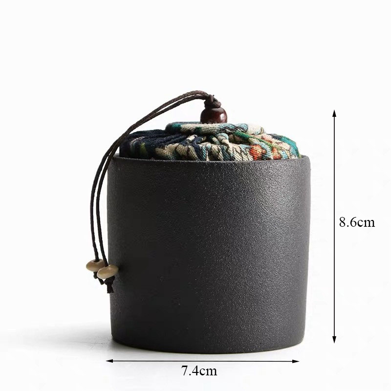 Japanese Style Ceramic Tea Caddy Mini Portable Travel Canister Coarse Pottery Storage Tank Sealed Cans Spice Jar Food Container