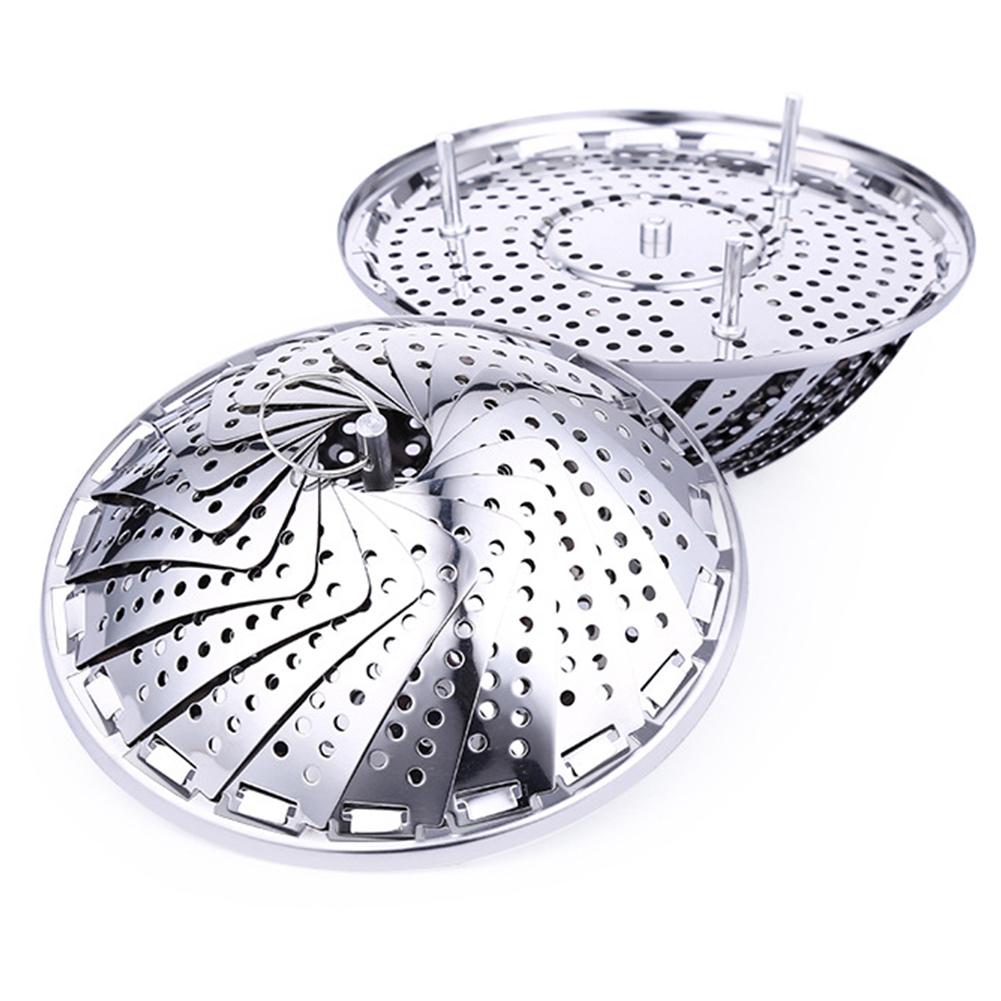 Foldable Mesh Basket Stainless Steel Vegetable Fruit Steamer Punching Food Drain Bowl Basket