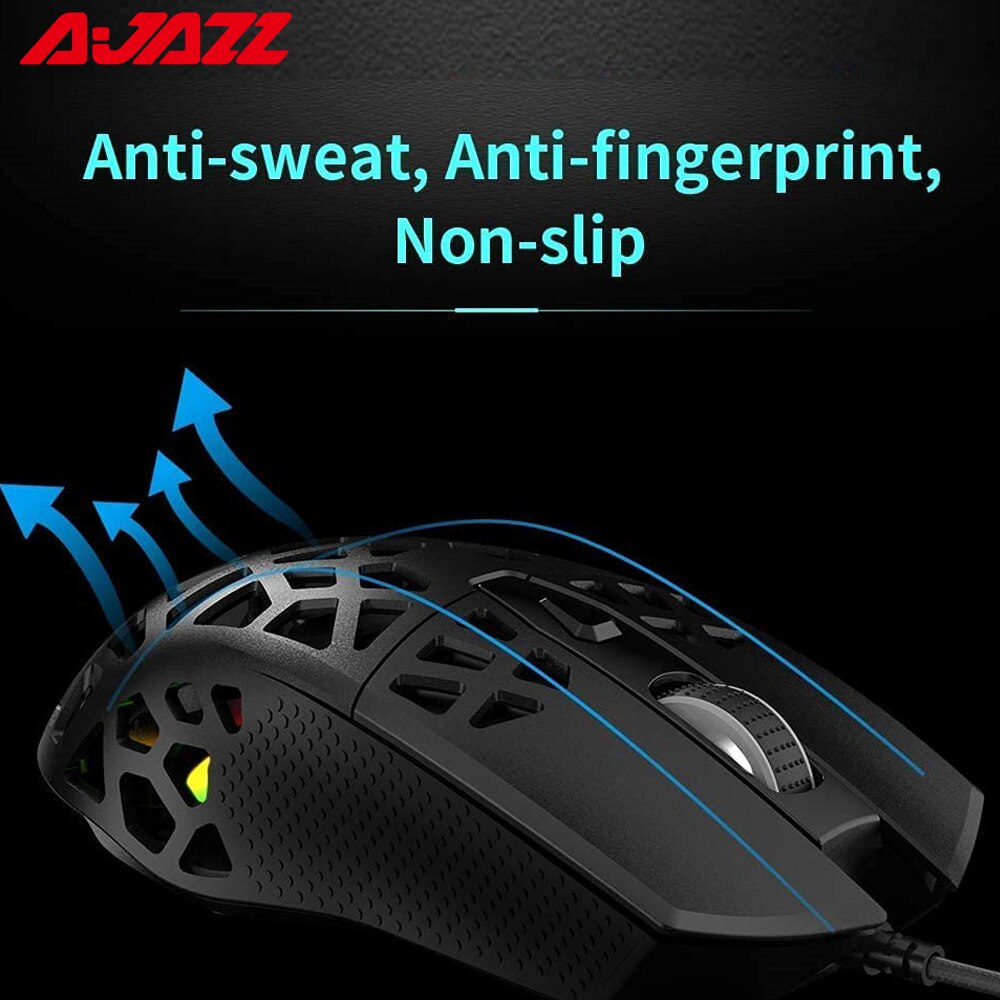 Ajazz AJ339 Bedrade Gaming Muis Lichtgewicht 6 Knoppen 12000Dpi Optische Sensor Muizen Honingraat Rgb Muis Voor Pc Laptop