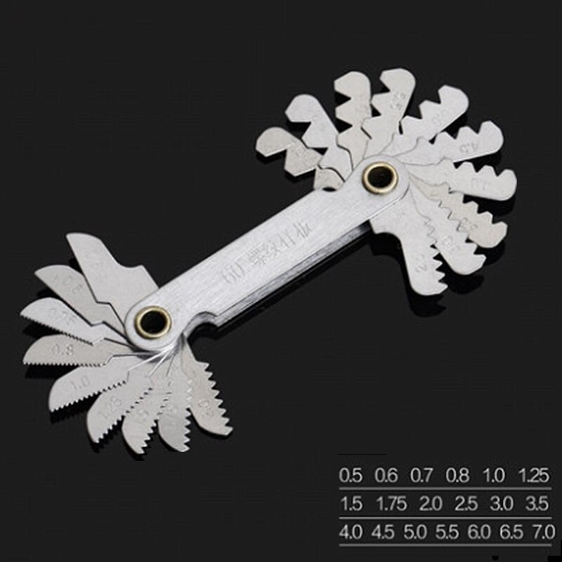 Calibro di misurazione calibro di passo filettato metrico a doppia testa per strumenti di misura calibro di filettatura sistema metrico/pollici: 0.5-0.7 20pc Metric