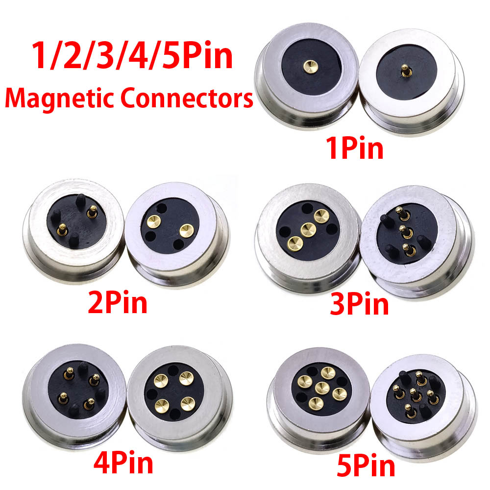 1 Paar 1P 2P 3P 4P 5P DC Magnetischer pogo-Stift-Stecker Pogopin Männlich Weiblich 2A Wasserdichte Hochstrom-Federbelastete Steckdose