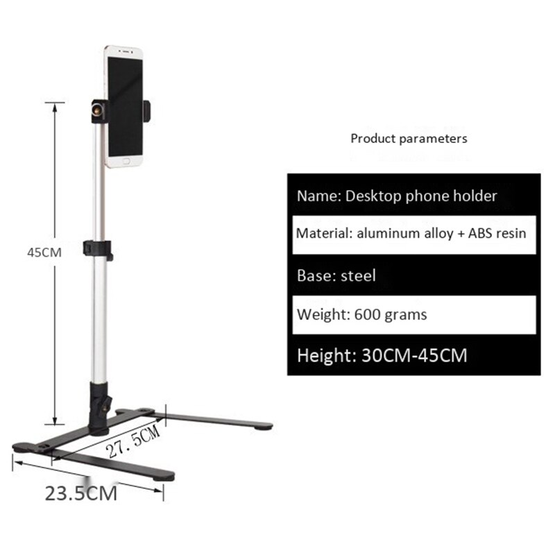 Adjustable Photography Table Top Stand Set Phone Mount Mini Monopod+Phone Clip Bluetooth Control Smartphone Stand Video Mount