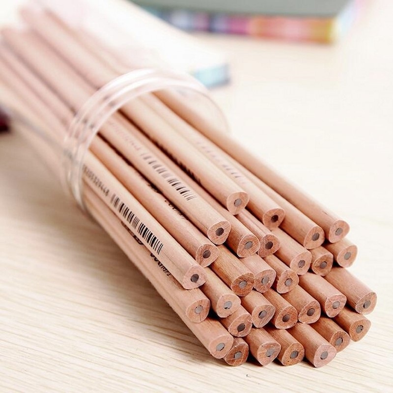 10Pcs/lot Black Triangular Standard Pencils 2H HB 2B Nature Raw Wooden Pencil Drawing Pencil Writing Stationery