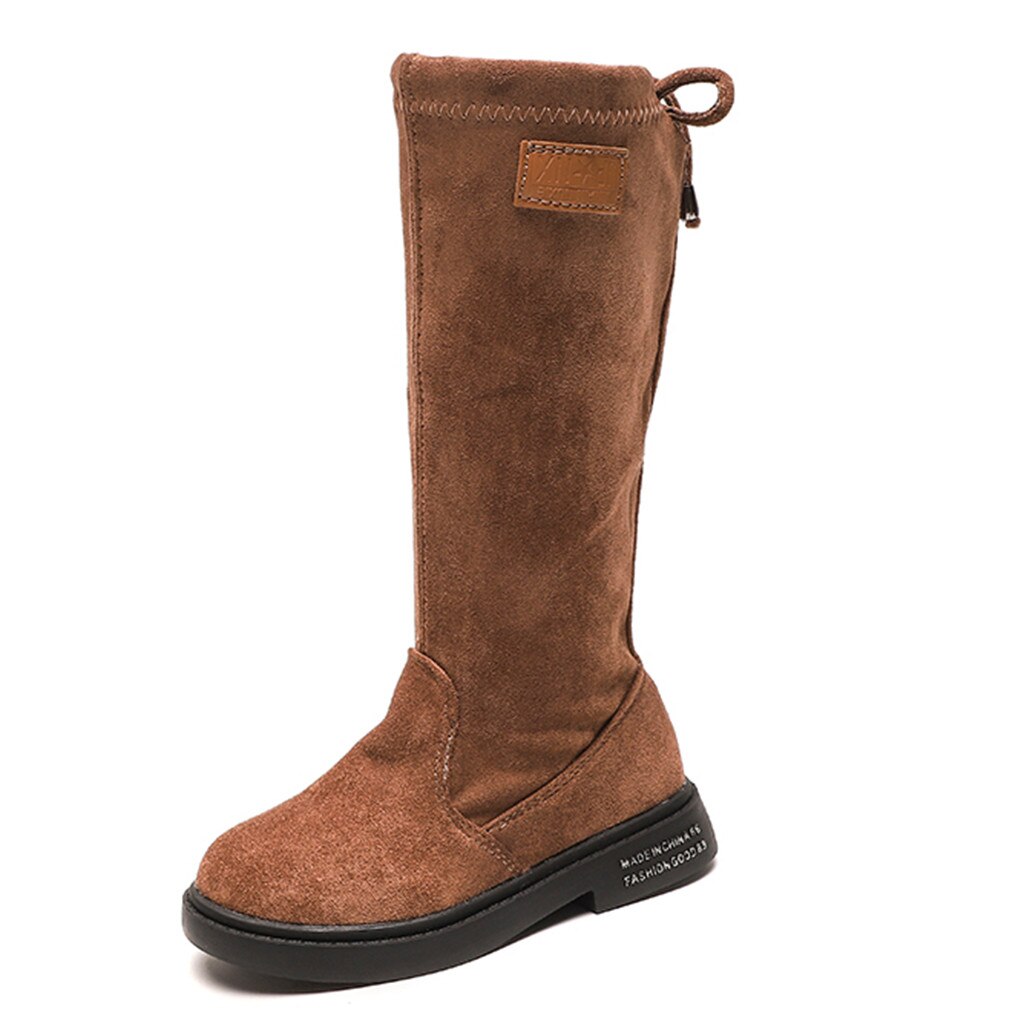 Kleinkind Baby Mädchen Solide Herde Stiefel Kleinkind Mädchen Mit Gürtel Lange draussen Schuhe Winter stiefel für mädchen freundlicher lässig stiefel: dunkel khaki / 36