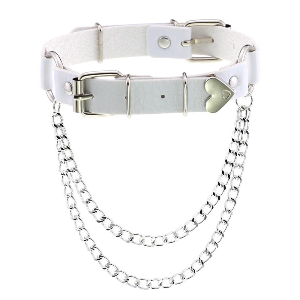 Perzik Hart Choker Ketting Goth Kleding Harajuku Ketting Punk Gothic Kwastje Hals Ketting Sieraden Voor Vrouwen Valentijnsdag: Rhodium Plated