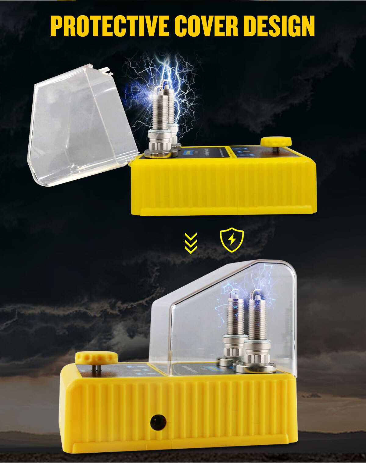 AUTOOL SPT101 Car Spark Plug Tester with Auto Adjustable Double Hole Detector Ignition Plug Analyzer 110V 220V for 12V Vehicles