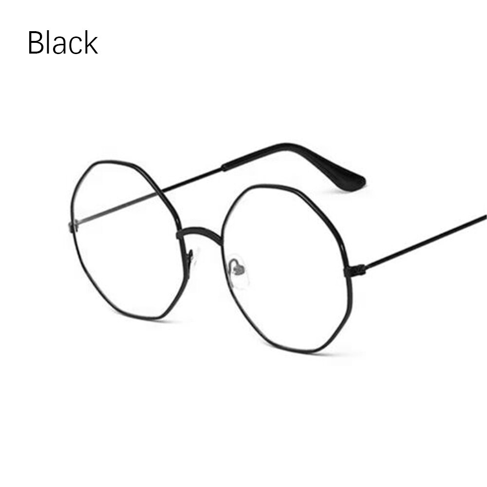 Women Men Metal Vintage Polygon Glasses Oversized Glasses Frame Optical Eyeglass Frame Spectacles Reading Glasses: Octagon-black