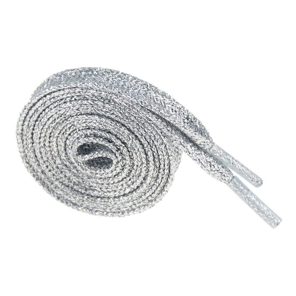 1 par färgglada man kvinnor skosnören sneakers metalliskt glitter glänsande guld skosnören silver platt sport löparsko snörning: 16 silver