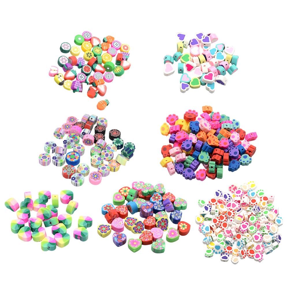 100pcs Clay Spacer Beads Polyme Clay Beads For Jewelry Making Sunflower Pig Frog Fruit Spacer Seed Beads For Jewelry Making DIY
