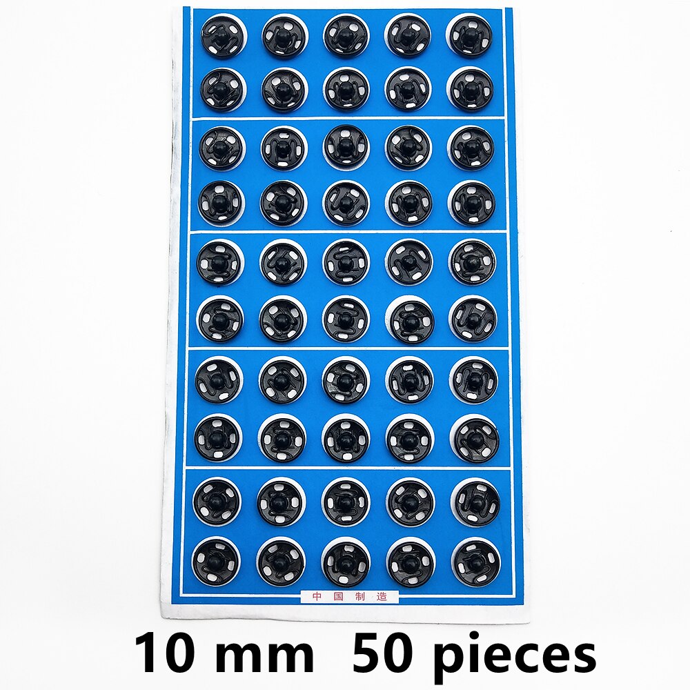 Black Round Snap Buttons Metal Press Button Fasteners Plating Stud Iron DIY Garment Bag Sewing Accessories: FR513