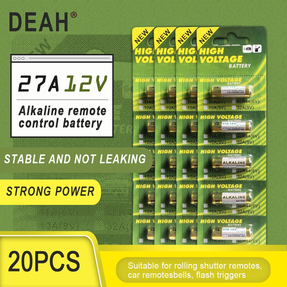 20Pcs Droge Alkaline Batterij 27A 12V A27 Voor Deurbel Auto Alarm Afstandsbediening G27A MN27 MS27 GP27A l828 V27GA ALK27A A27BP