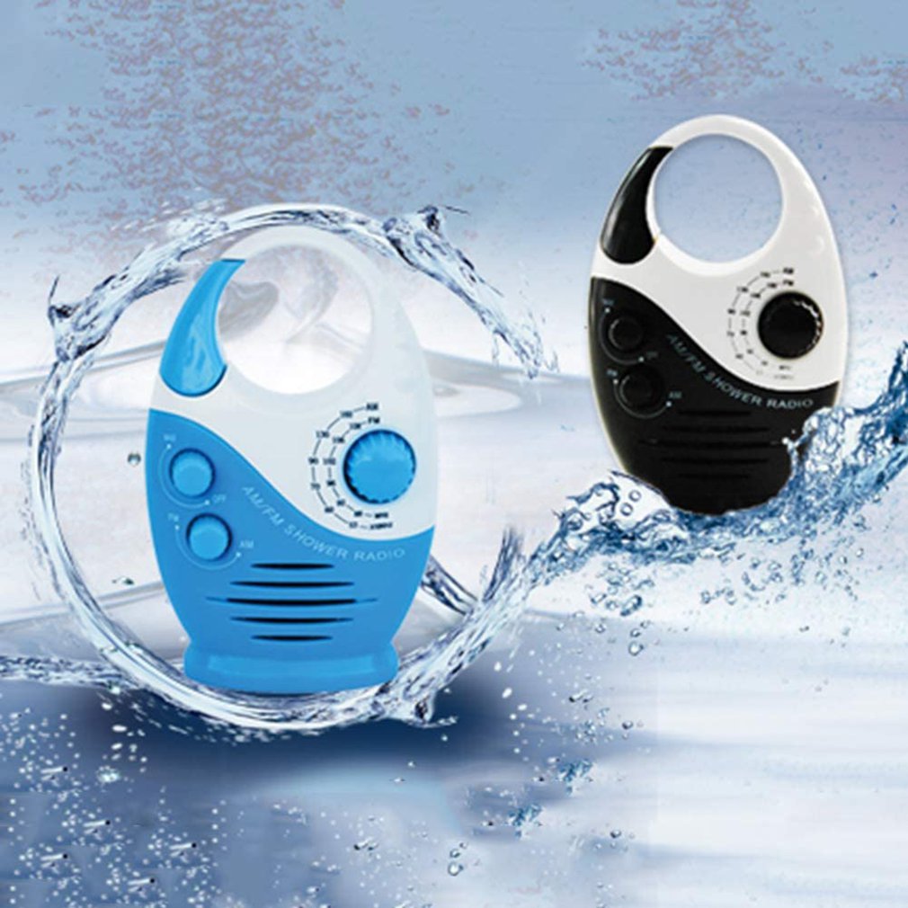 Shower Radios Waterproof AM FM Bathroom Shower Radio Portable Speaker Battery Powered Adjustable Volume