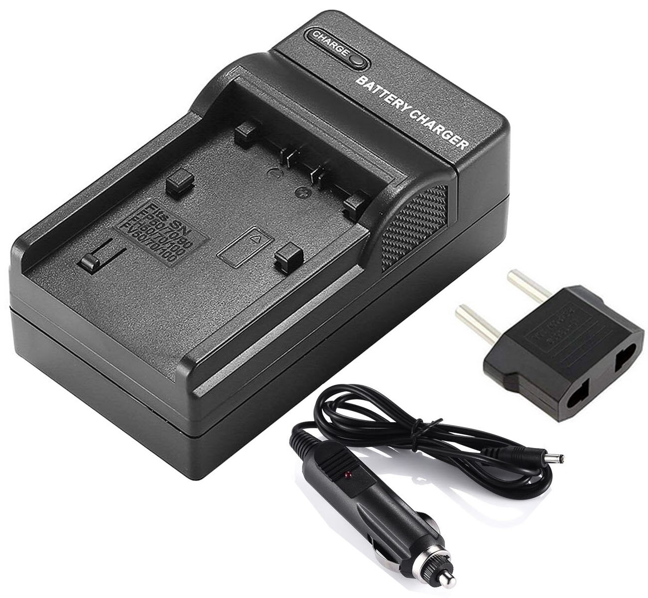 Chargeur adaptateur secteur pour Sony DCR-DVD803E, DCR-DVD805E, DCR-DVD808E, DCR-DVD810E, DCR-DVD850E, caméscope DVD Handycam: Wall and Car Charger