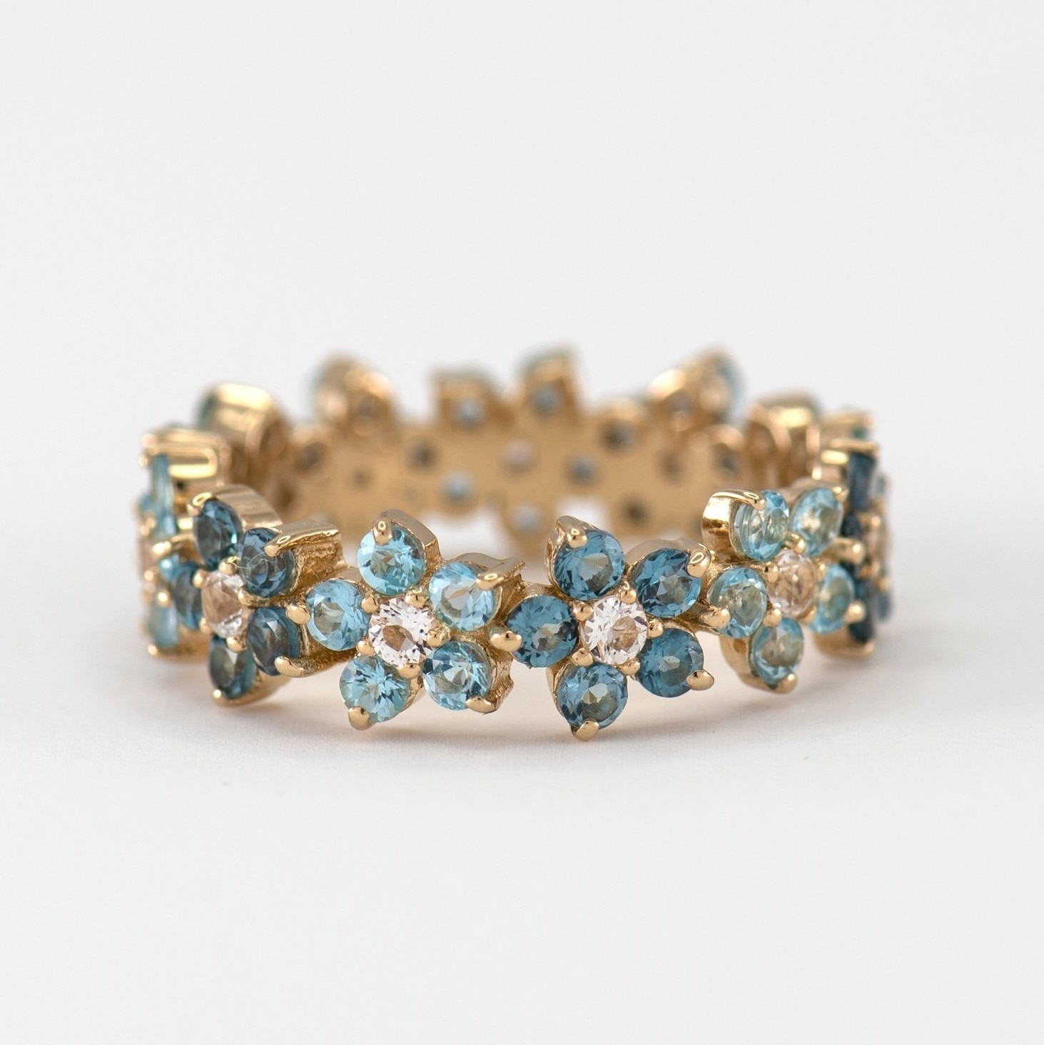 Teste Padrão de Flor de Cristal da Cor do Ouro NPKDS Amor Mulheres Senhora Bonito Rodada Multicolor Anel Jóia Da Forma Elegante