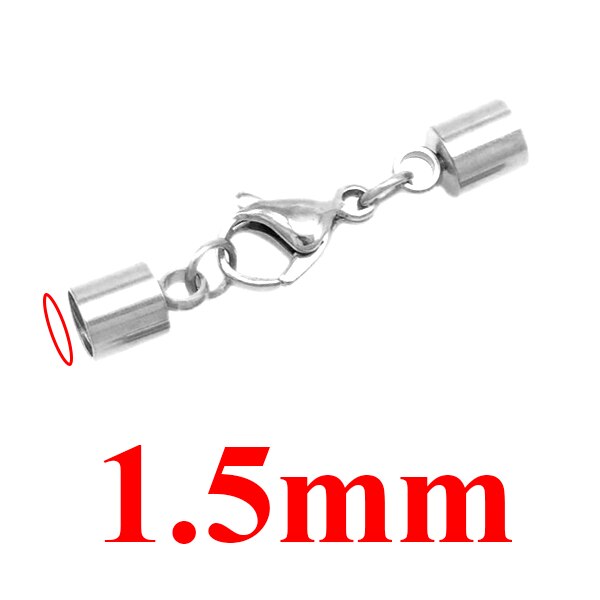 5 pz/lotto Catenaccio Ganci In Acciaio Inox Oro/argento Tono Fibbia In Pelle Cavo di Blocco per il FAI DA TE Braccialetto di Cuoio Dei Monili che fanno: silver 1.5mm