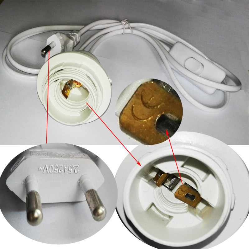GANRILAND Przewód lampy Wtyczka EU E14 E27 Gniazdo 1.8M Dekoracyjny czarno-biały uchwyt lampy z przełącznikiem Ściemniacz Przewód zasilający
