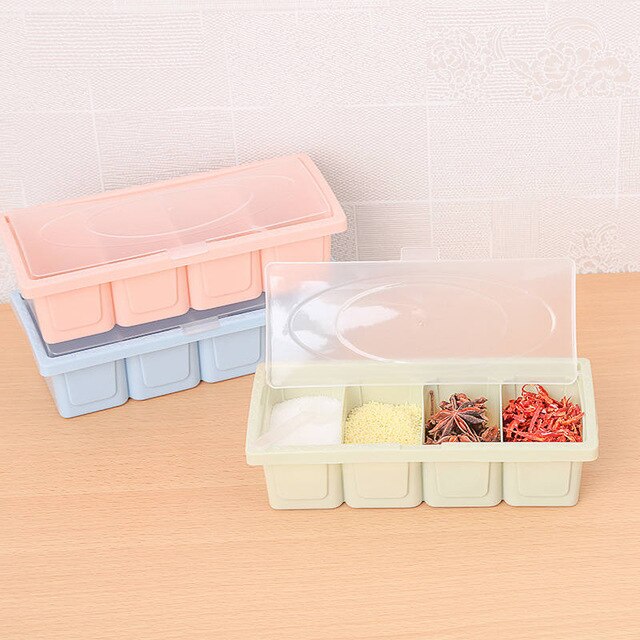 Eco-friendly Plastic Seasoning Box Sugar Pepper Salt Cans Herb Spice Containers Kitchen Tools 21.5*9.6*5.8 cm