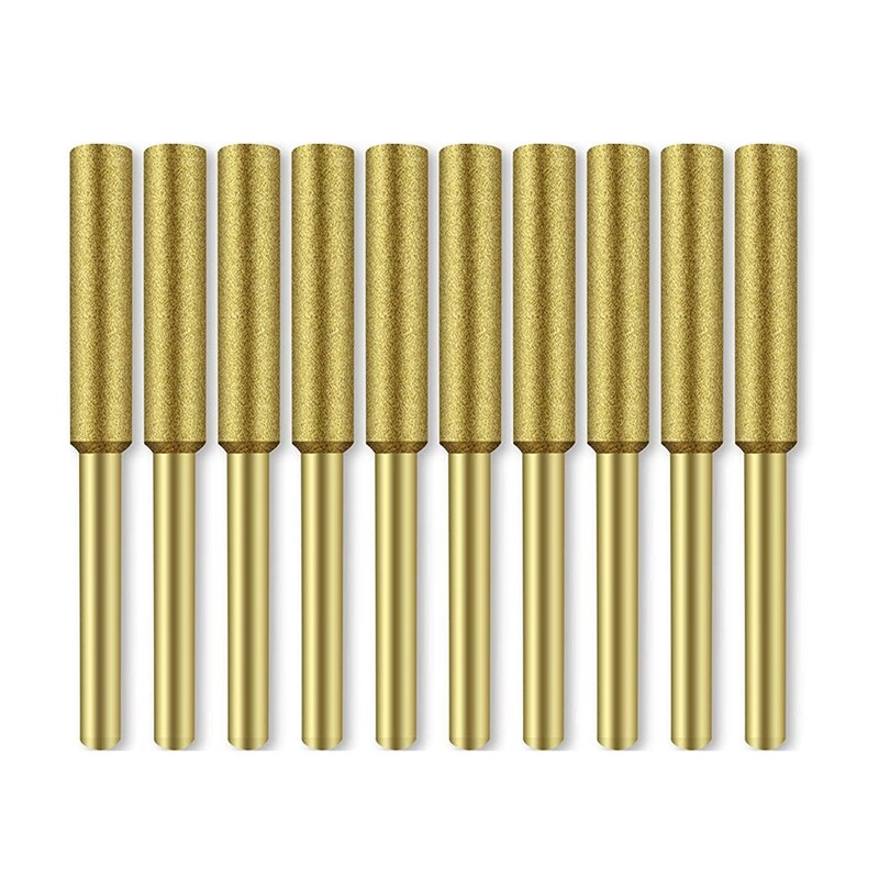 Elektrische Kettingzaag Ketting Puntenslijper Kit, 10Pc Titanium Plated Diamant Slijpen Wielen, hoge Hardheid 3/16Inch Bestanden: Default Title