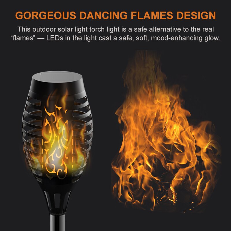LITOM 12 LED Outdoor Solar Path Torches Lights IP65 Waterproof Dancing Flame Garden Lights Landscape Decoration for Patio Garden