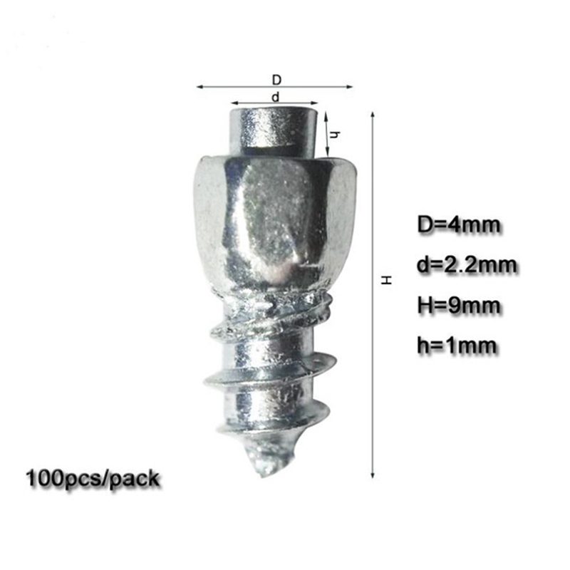 9 mm Tire Studs Snow Spikes Anti-Slip Anti-Ice for Car Truck Bicycle Boot Motorcycle ATV SUV Auto