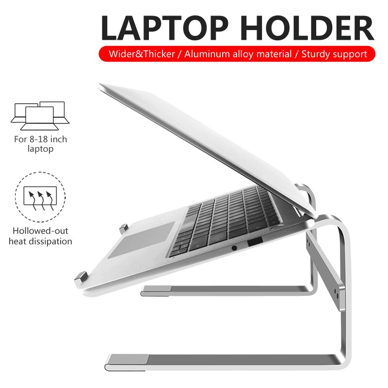 Soporte de aluminio para ordenador portátil, Accesorio elevador de escritorio para Macbook Pro, Mac Book, Air, HP, Dell 13, 14, 15,6, 16