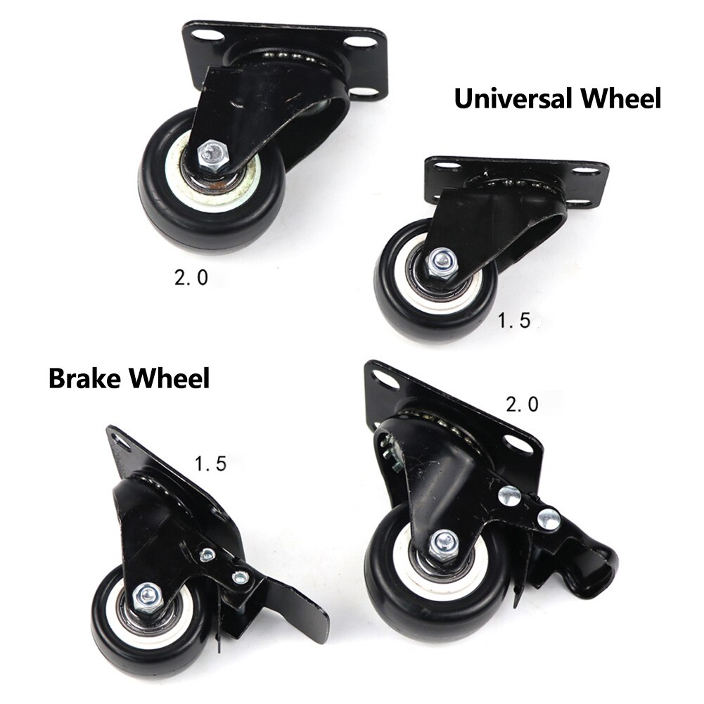 4Pcs Meubels Non Slip Caster Heavy Duty Polyurethaan Slijtvaste Geen Lawaai 360 Graden Swivel Thuis Sterke Lager Met rem