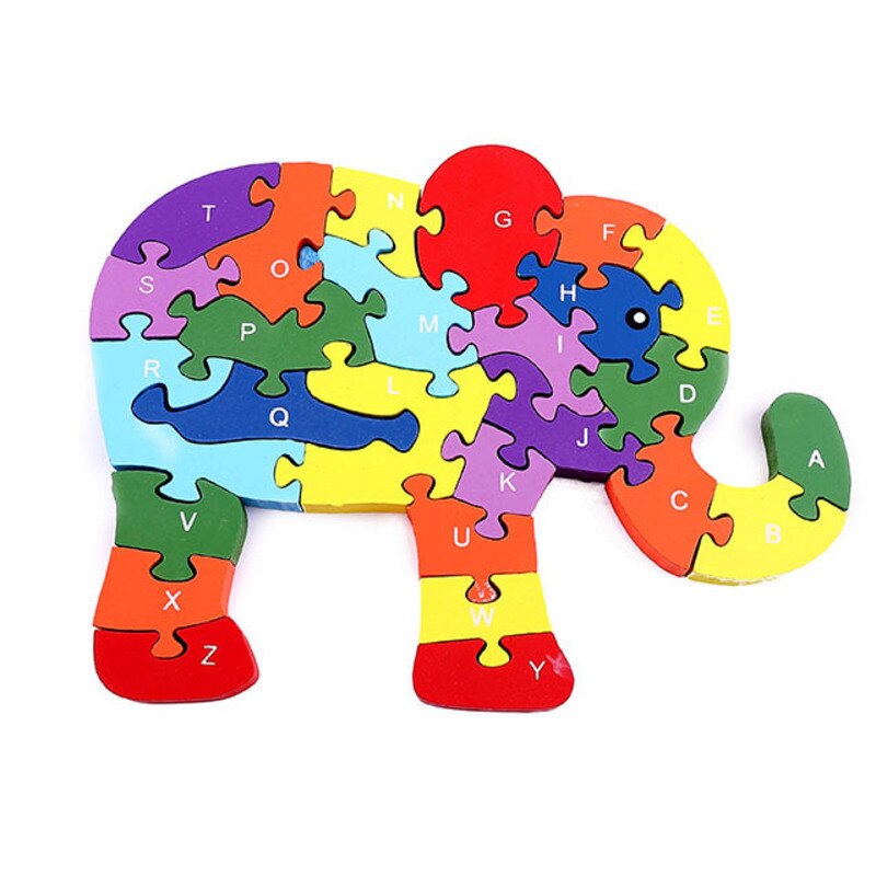 Colorful Kids 3D Puzzle Wooden Toys Cartoon Animal Traffic Jigsaw Montessori Early Learning Educational Toys For Children: Elephant 22