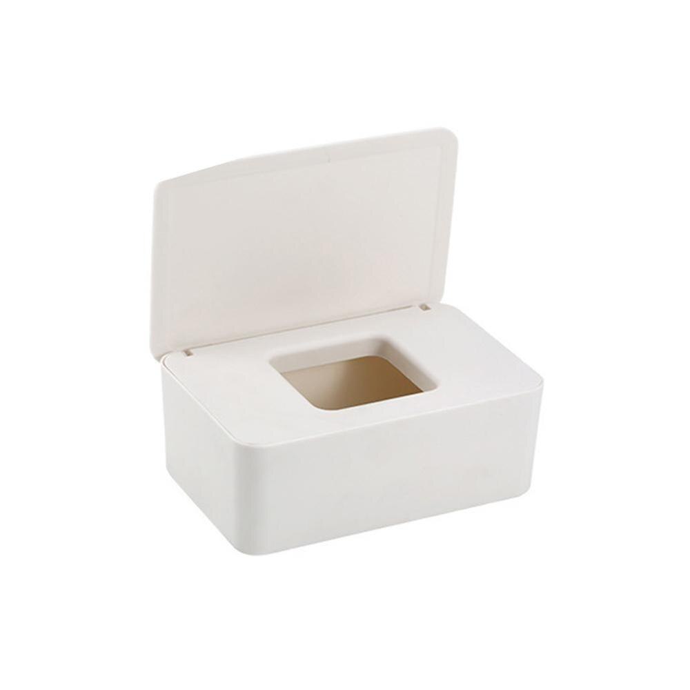 Boîte à mouchoirs humides avec couvercle, boîte à mouchoirs humides avec tiroir, boîte scellée, boîte de rangement de bureau étanche à la poussière E3Z3: white