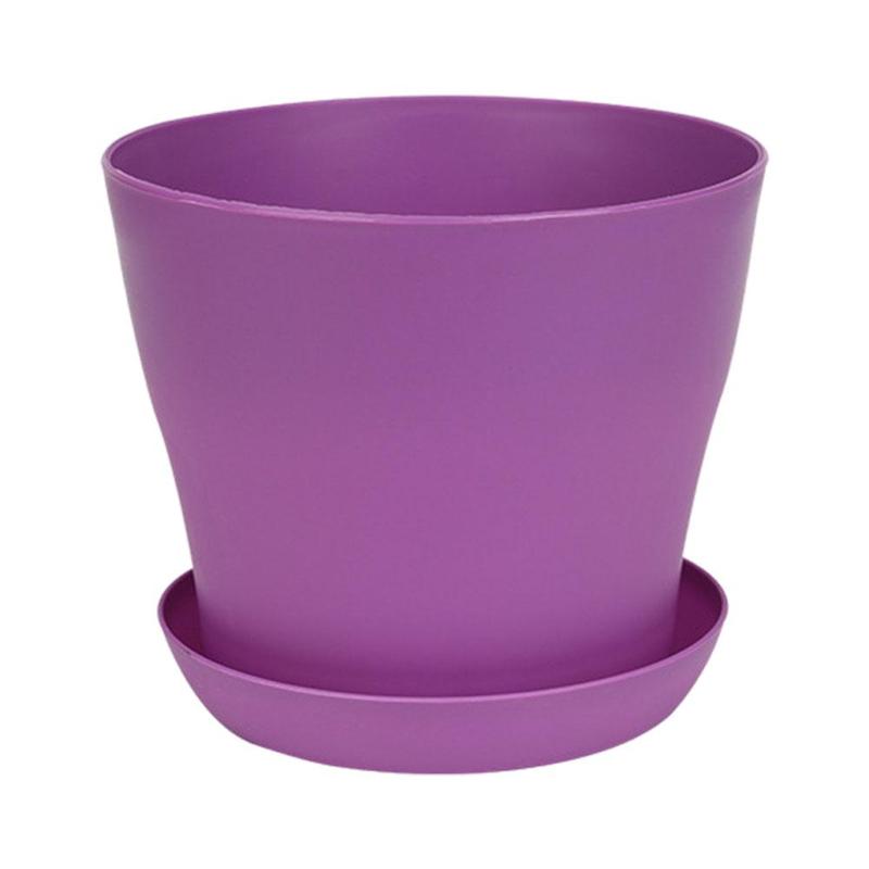 1pc Flower Pot Colorful Durable Resin Plant Flower Pot Tray Planter Garden Home Saucer Decoration Holes with Gloss a Draina S3E2: Purple