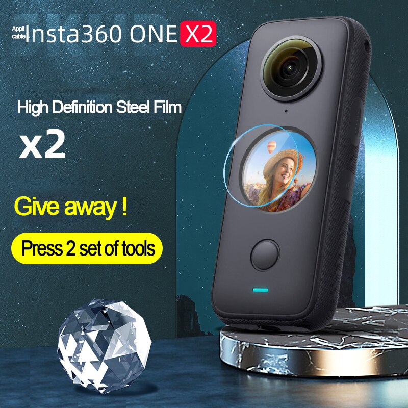 One  x2 displayschutzfolie aus gehärtetem glas für insta 360 one  x2 panorama-actionkamera, kratzfeste schutzfolie, zubehör: 2er -set, 4 stück