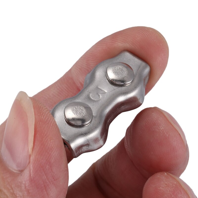 Detal 20 szt. 3Mm dwustronne klipsy stal nierdzewna lina stalowa uchwyty zaciski zacisk