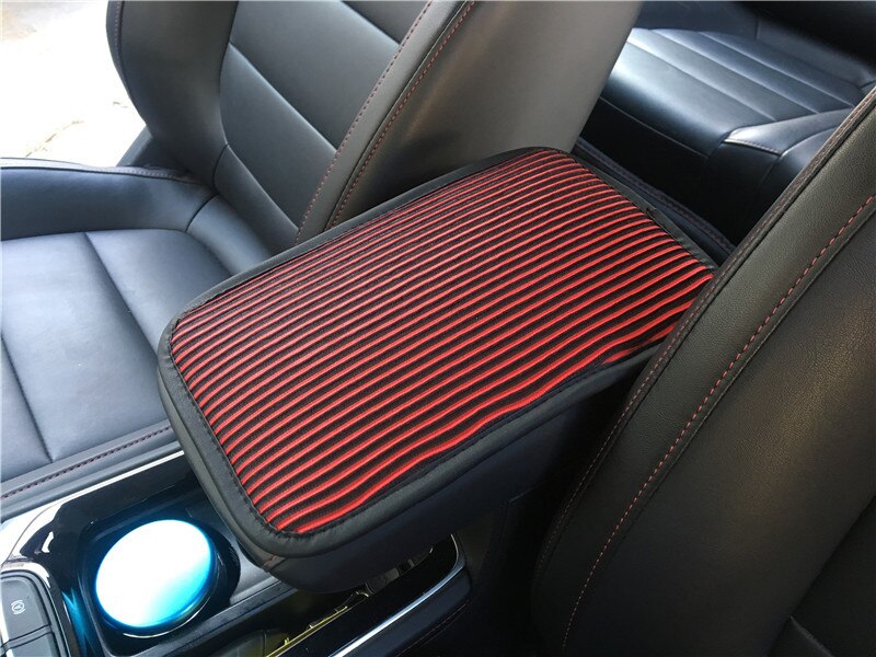 Linen Car Armrest Cover Universal Arm Rest Covers Set Anti Slip Armrest Mat Pad Comfortable Interior Car Accessories: Red